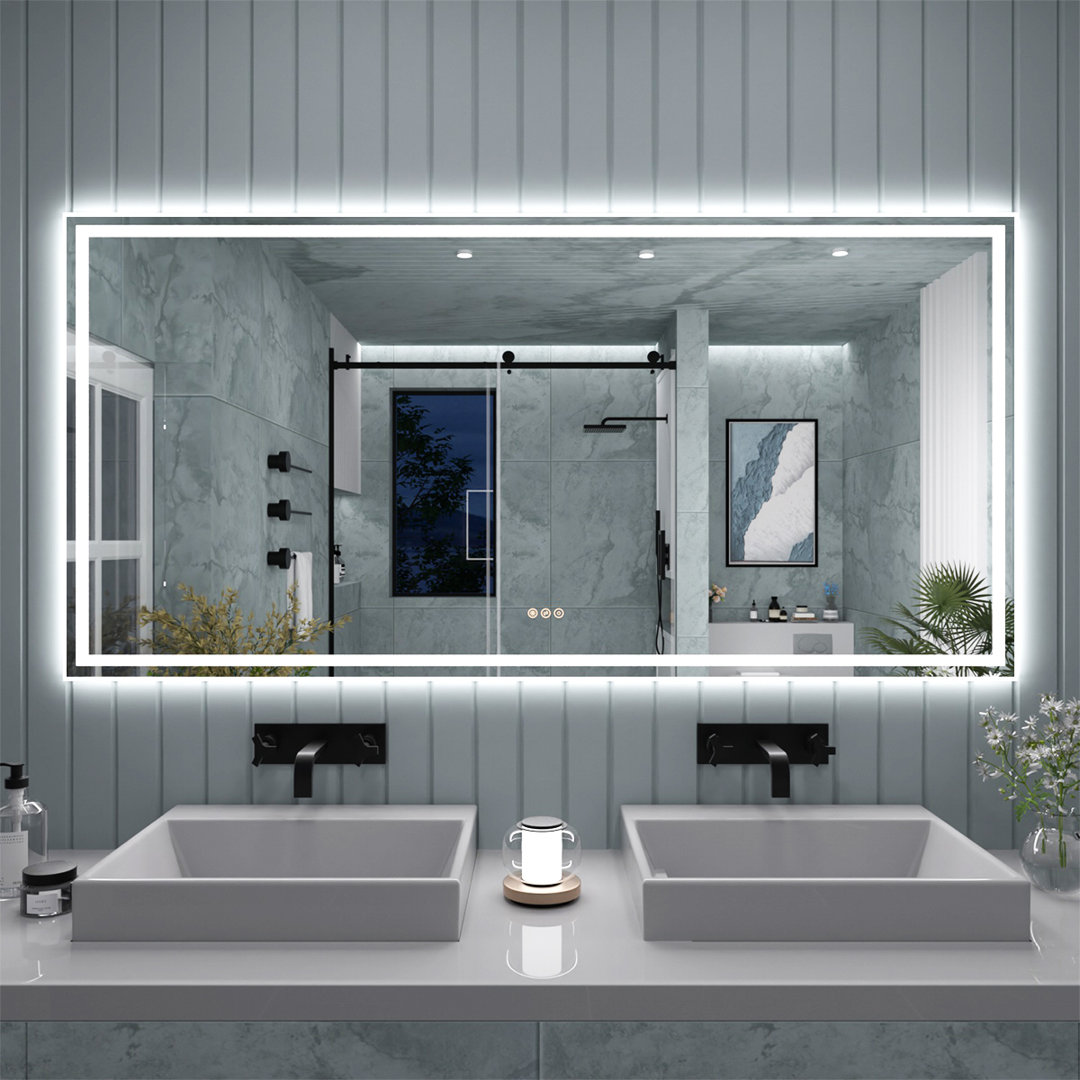 TMMV Frameless LED Light Anti-Fog Wall Bathroom Vanity Mirror In Polished Crystal Wrought Studio™