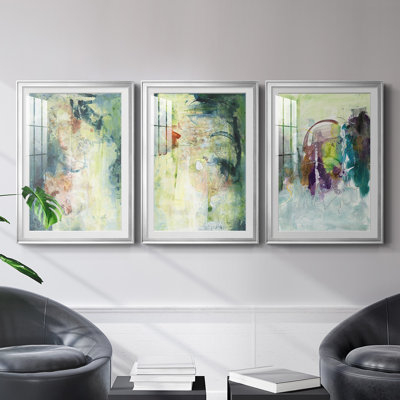 Nature's Elements I - Matted and Framed Under Acrylic Glass, Set of 3, Large Living Room Wall Art