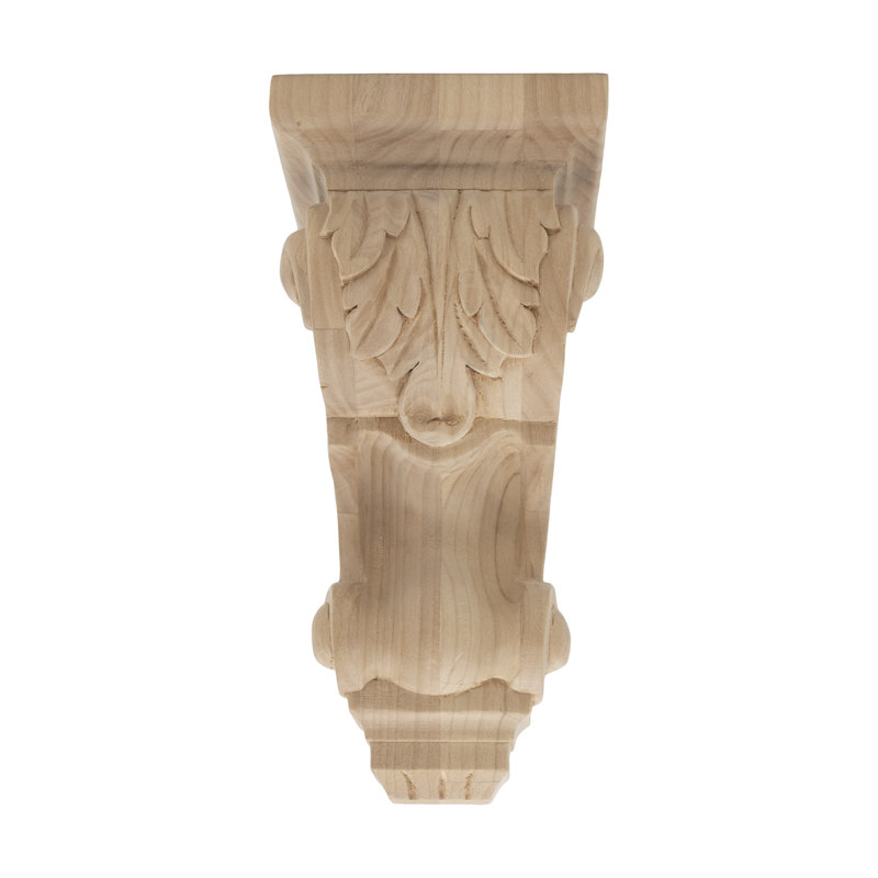 Unfinished Hand Carved Alder Wood Acanthus Leaf Corbel