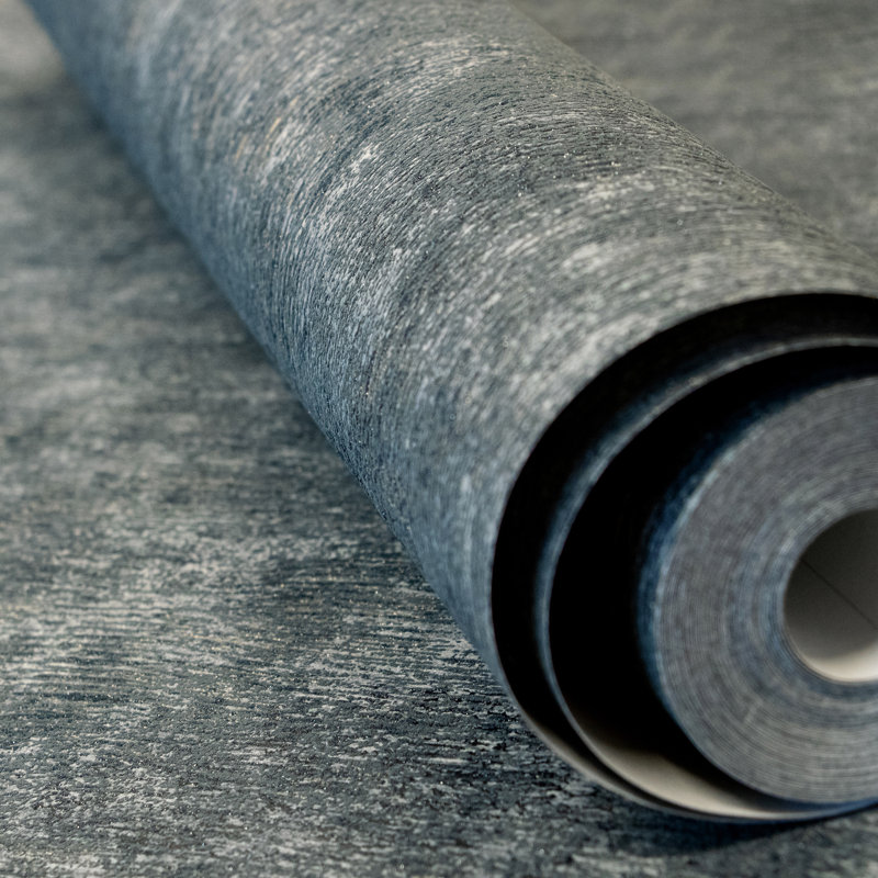 Feel Metallic Scratched Plaster Effect 33' L x 21" W Wallpaper Roll, Blue