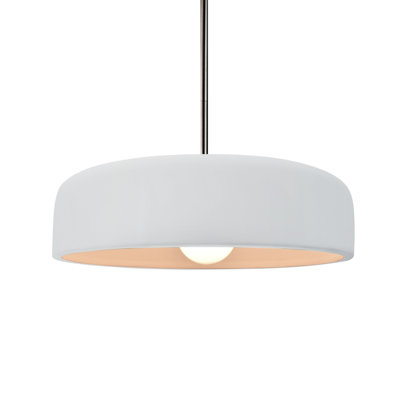Radiance - Luminaire suspendu 1 lumière Spire - Blanc brillant - Nickel brossé - l 13 po x H 4 po - DEL dédiée - Tige rigide