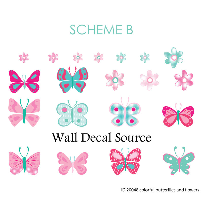Décalcomanie murale papillon et fleur, Schéma B
