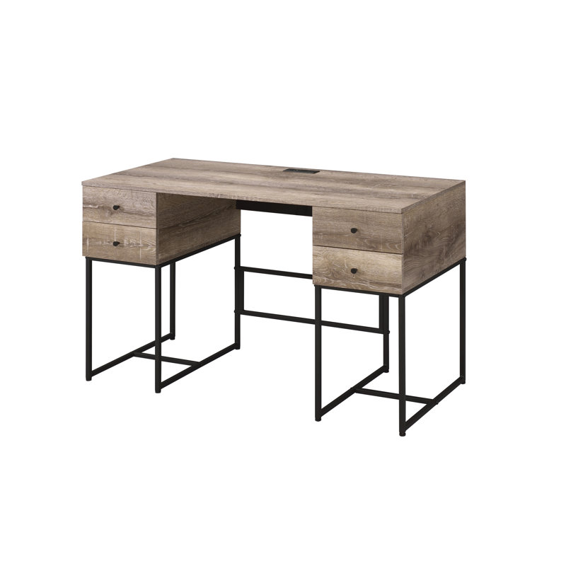 Rustic Style Desk With Oak Finish And Availability Feature Stylish Writing Ample Storage Options