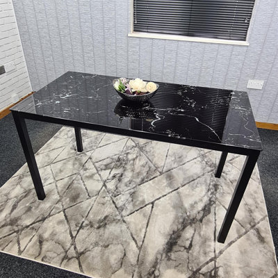 Rectangular Glass Top Dining Table