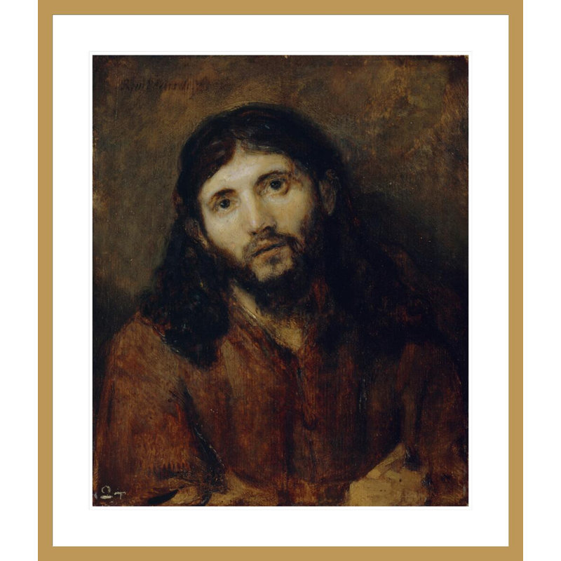 «Head of Christ» par Rembrandt van Rijn - Estampe numérique encadrée, H 38,69 po x l 33,5 po