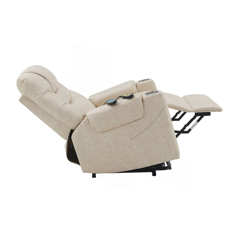 Nairi Ivory Leather Aire Power Motion Recliner with Lift, Heating & Massage Function