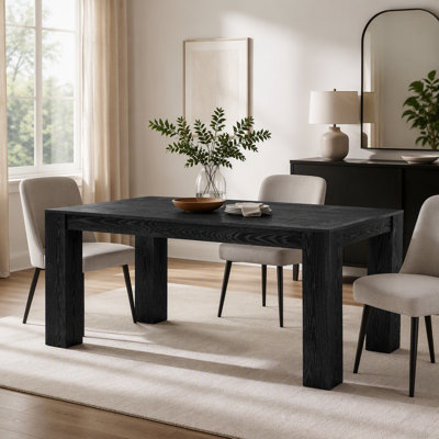 63″ Farmhouse Dining Table for 4 to 6, Rectangular Wood Kitchen Dinner Table with Natural Wood Finish, Small Gatherings