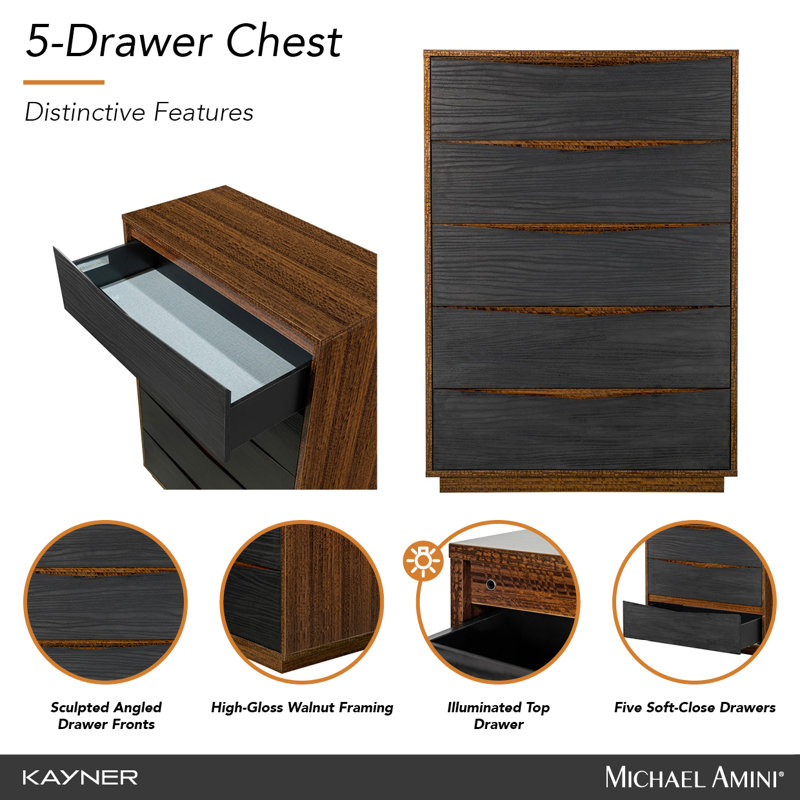 Kayner 5-Drawer Chest - Charcoal