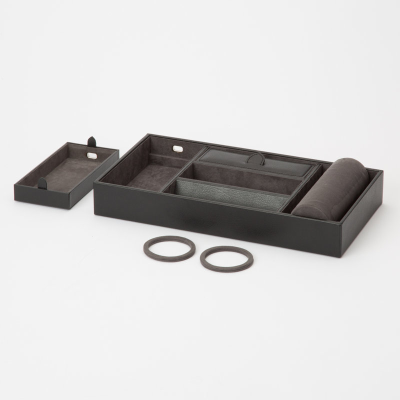 Blake Leather Jewelry Organizer Tray, Black