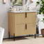 Meuble-lavabo de 30 po avec lavabo en céramique et tiroirs pleine extension, glissières de tiroir à fermeture en douceur, conception cannelée, naturel-738029897