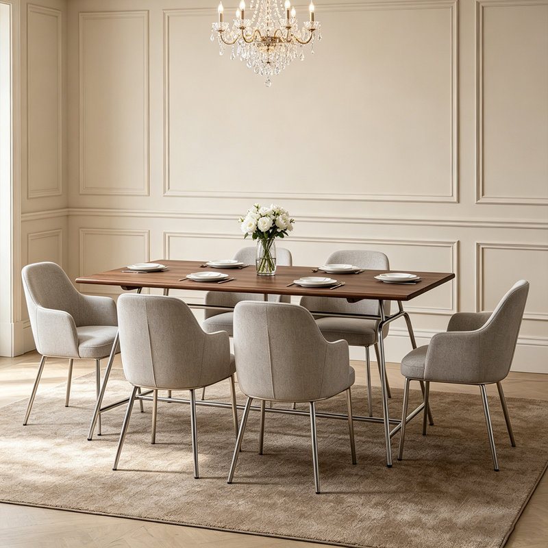 Nut-brown Rectangular Solid Wood Dining table
