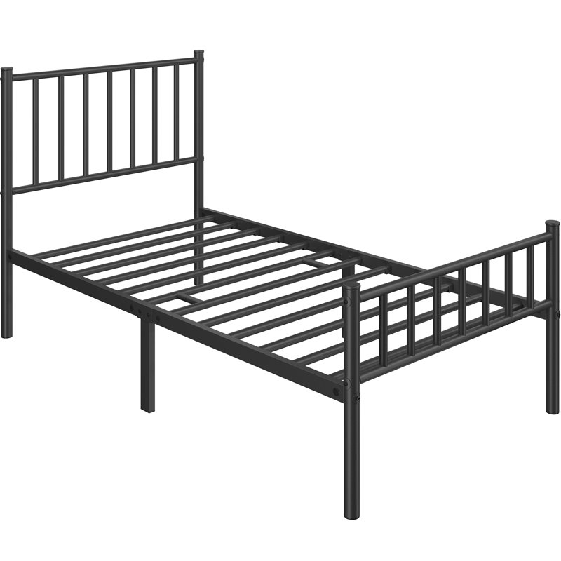 Base de lit avec tête de lit et pied de lit Mykati, Noir, Simple