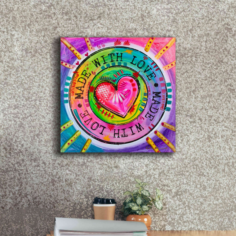 «Made with Love» par Dean Russo, art mural sur toile, H 18 po x l 18 po x P 0,75 po