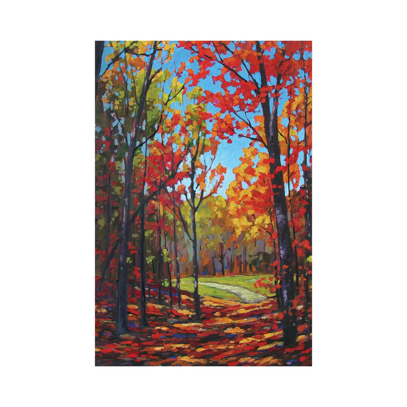 «Autumn Path V» par Patty Baker - peinture sur toile tendue, H 12 po x l 8 po x P 0,75 po