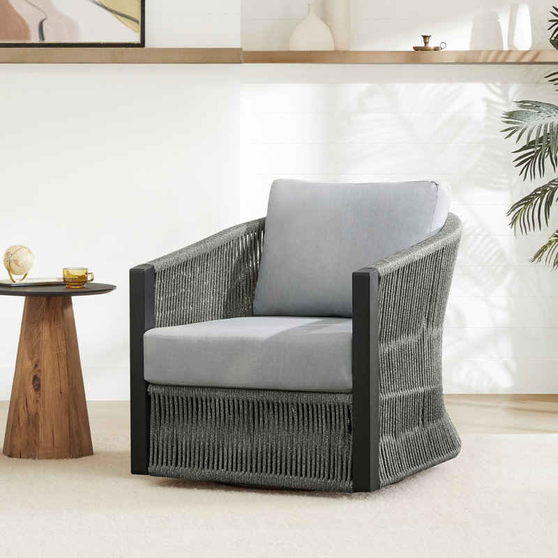 Rope Swivel Armchair, Light Gray Polypropylene/Olefin