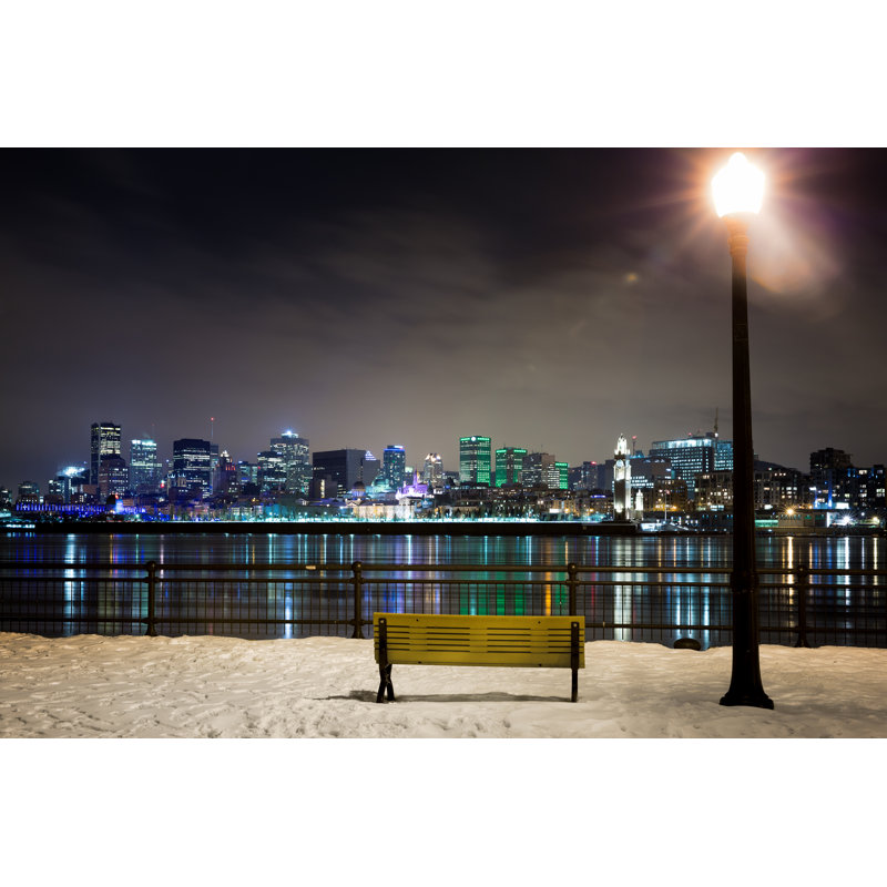Snowy Night in Montreal 1 Piece Wrapped Canvas Wall Art, 20cm H x 30cm W