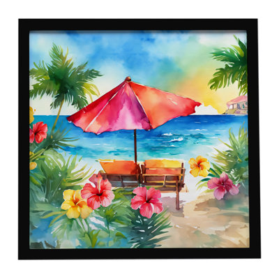 Hawaii Hawaiian Hibiscus in Watercolor, reproduction d'art encadrée