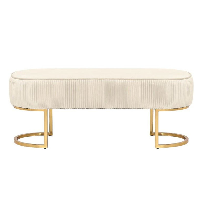 Banc rembourré en velours Roma, Beige