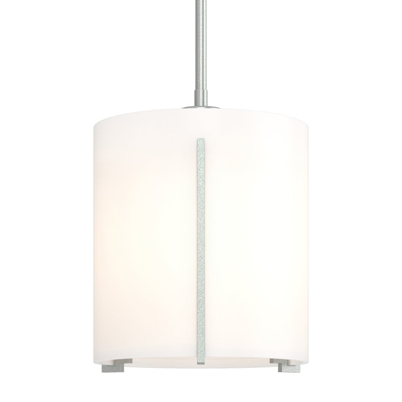 Luminaire suspendu cylindrique à 1 lumière avec abat-jour opale Exos, Grand, Platine rétro