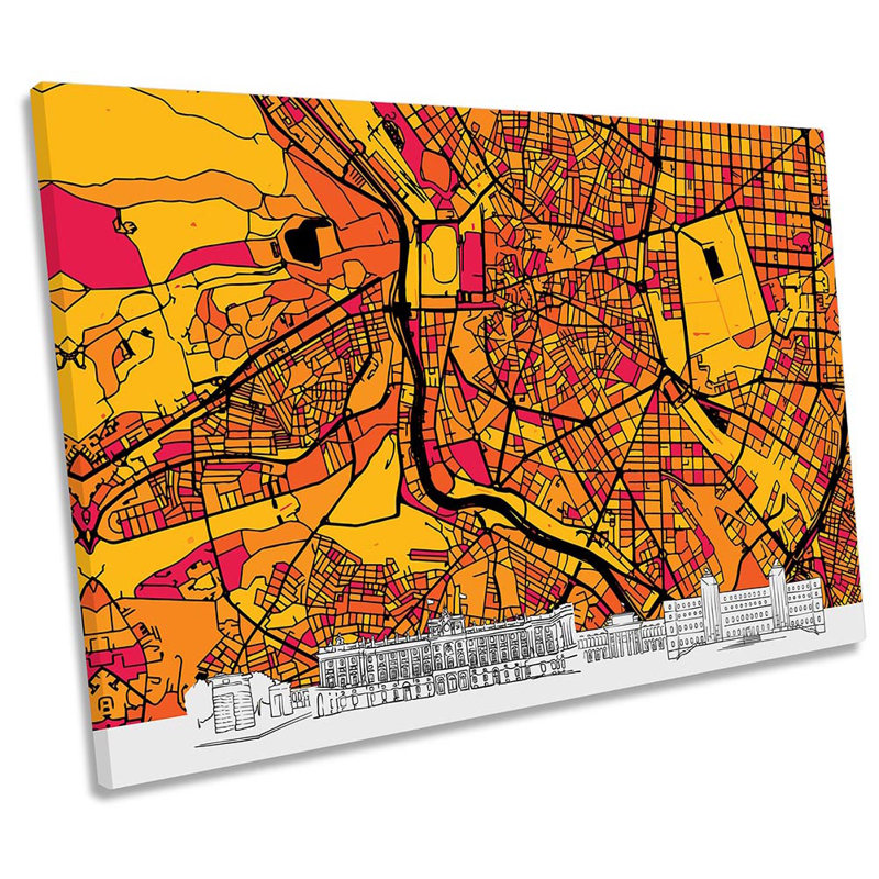 Madrid Spain Skyline Map - Wrapped Canvas Print, 30.5cm H x 45.7cm W
