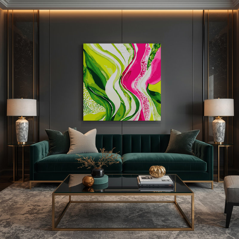 Abstrait aquarelle 59, art mural sur toile brune, H 12 po x l 12 po