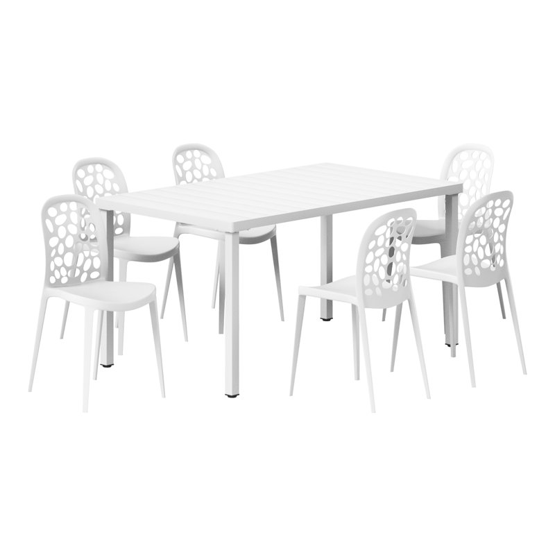 Ensemble de salle à manger rectangulaire pour 6 personnes, White