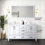 Meuble-lavabo double blanc 60 po x 22 po avec comptoir en marbre, robinet et miroir de 58 po pour une salle de bain dynamique-518079868