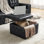 Brezlynn 24" Wide Genuine Leather Tufted Standard Ottoman with Storage