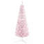 Arbre de Noël artificiel enneigé 5 pi, arbre de Noël mince avec branches réalistes et base en plastique pour décoration d'intérieur, rose