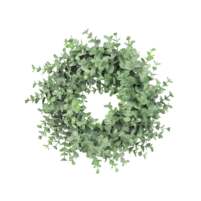 Couronne d'eucalyptus givré artificiel, H 12 po x l 12 po x P 3,25 po