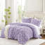 Très grand édredon floral mauve avec accents de cravate et broderie décontractée, confort en nuage, utilisation en toutes saisons, lavable à la machine 3 pièces, franges élastiques, douceur, confort,-127237863-127237868
