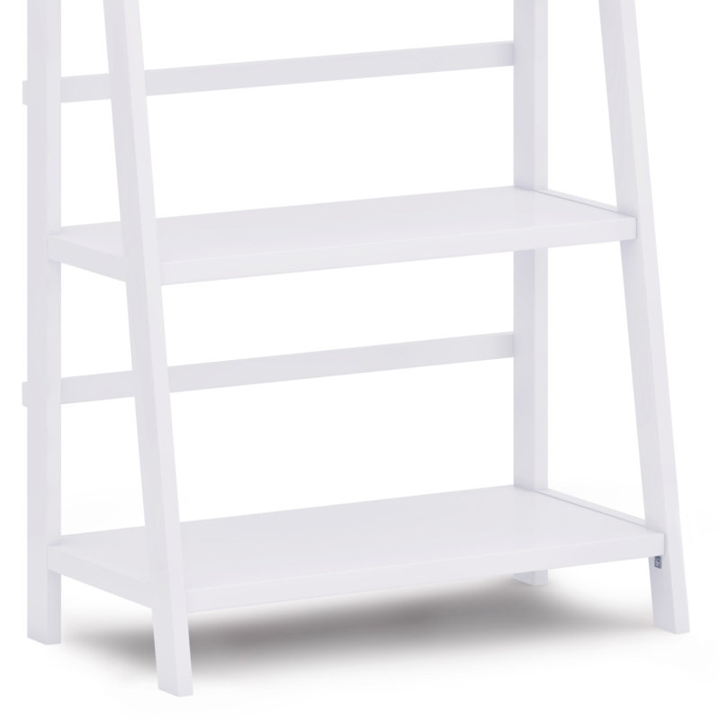 White Solid Wood 72" Ladder Bookcase