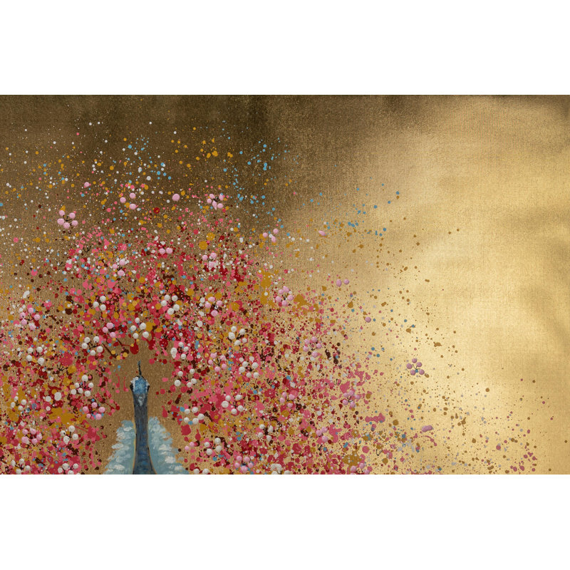Hand -painted golden peacock acrylic painting