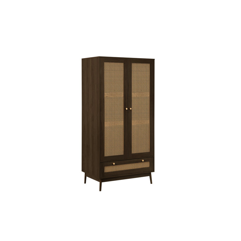 Noemi 2 Door Manufactured Wood Wardrobe, Walnut