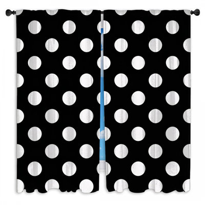 Black White Polka Dots Window Curtains Polka Dots Sheer & Room Darkening - 2 Panels