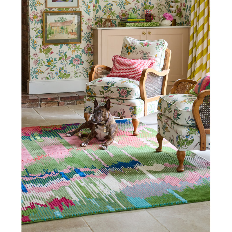 Wilderness Hand Tufted Wool/Viscose Abstract Area Rug in Peridot/Emerald, Rectangle 6'7" x 9'2"