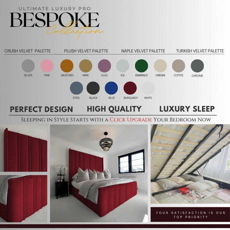 Ottoman Upholstered Bed - Moondift Plush Velvet Gas Lift Storage with Headboard, Burgundy, 142 x 162 x 213 cm