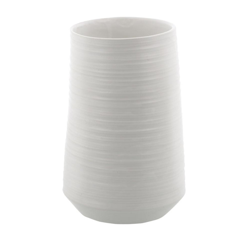 Alette Ribbed Porcelain Ceramic Decorative Vase, 9" H