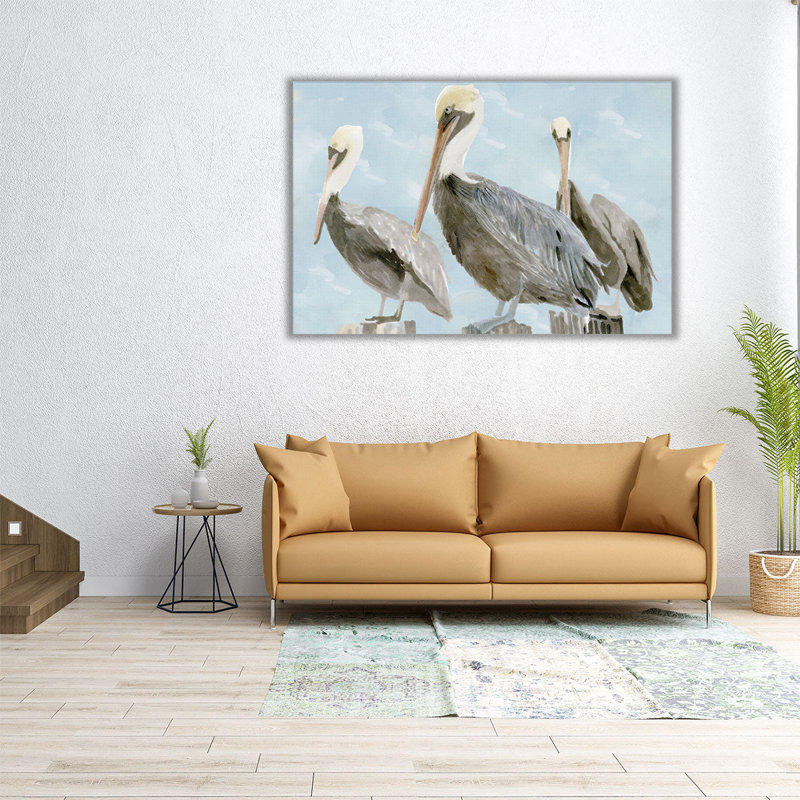 Doux brun pélican III - reproduction d'art sur toile, H 20 po x l 30 po