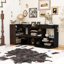 Armoire de rangement rotative à 90 degrés de 2 armoires de rangement multifonctionnelles de 32,5 po à 58,8 po de largeur, pour couloir, salon noir et noyer avec tiroir, buffet rotatif, bureau extensible, salle à manger