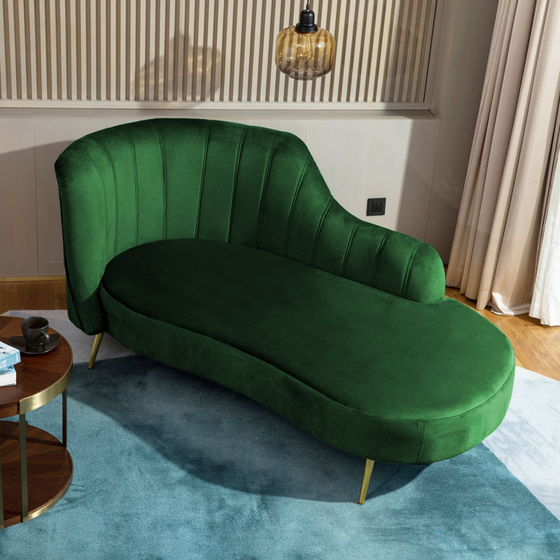 Chaise longue à accoudoirs roulés gauche Chiverton, Vert