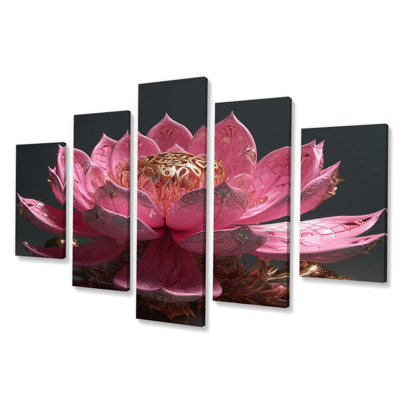Asya - Lotus Wall Art Print - 5 Panels