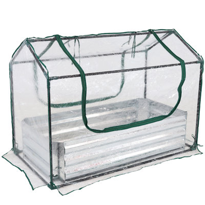 Garmer Outdoor Mini Greenhouse with Metal Raised Garden Bed and Clear Cover - 4' x 2'