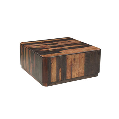 39" Dark Brown Solid Wood Square Solid Coffee Table