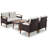 4-Piece Garden Furniture, Patio Seating Set, PE Rattan Outdoor Sofa Set, Wood Table And Legs, Brown-607270141