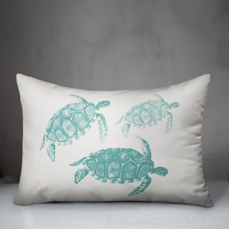 Watercolor Sea Turtles Rectangular Pillow, Teal