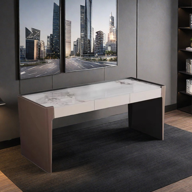 Simple Light Luxury Rock Slab Rectangular Desk, 29.92" H x 78.74" W x 23.62" D