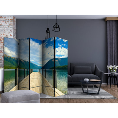 Castillo 225cm W x 172cm H 5 - Panel Solid Wood Folding Room Divider