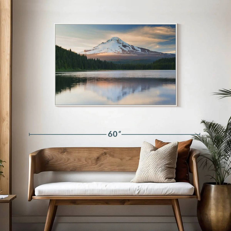 Mount Hood Panorama, Floating Frame White, 43" X 29"