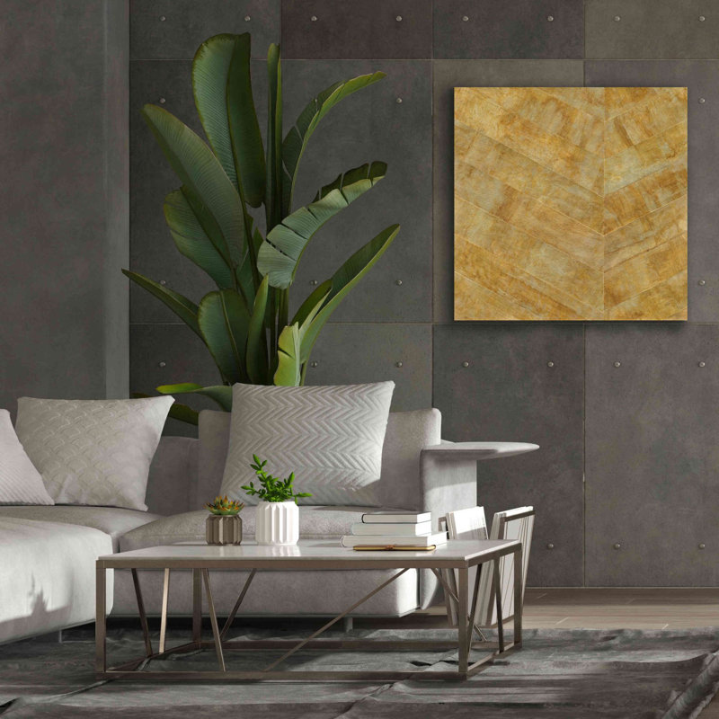 «Gilded Herringbone I» par Chris Paschke, H 37 po x l 37 po x P 1,5 po